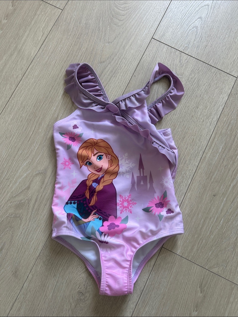 Disney Purple-Pink Anna Ruffle One-Piece Swimsuit